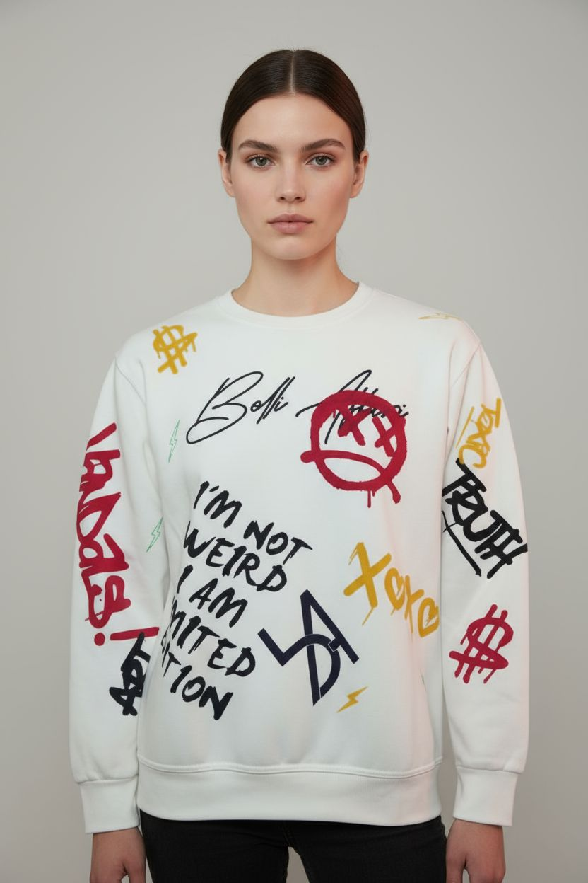 Graffiti Flock Print Sweatshirt – Limited Edition