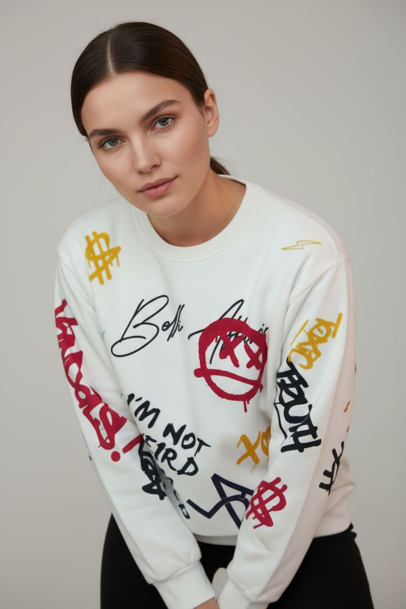 Graffiti Flock Print Sweatshirt – Limited Edition