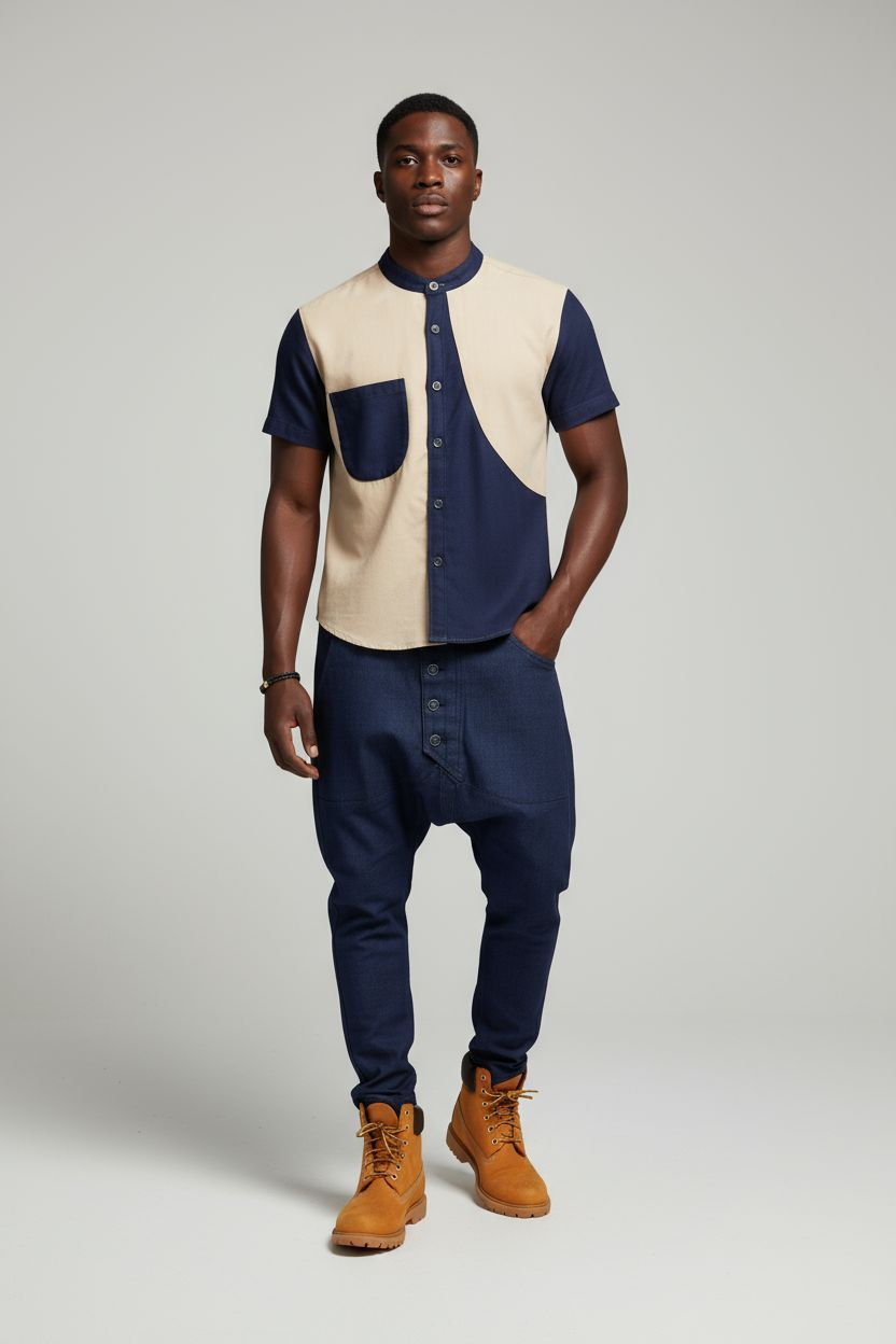 Drop-Crotch Harem Jeans Set