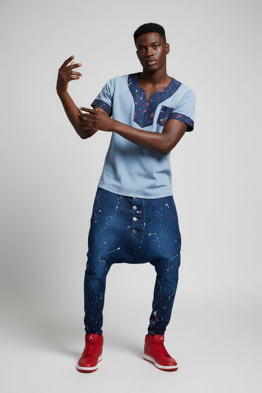 Splashed Harem Denim