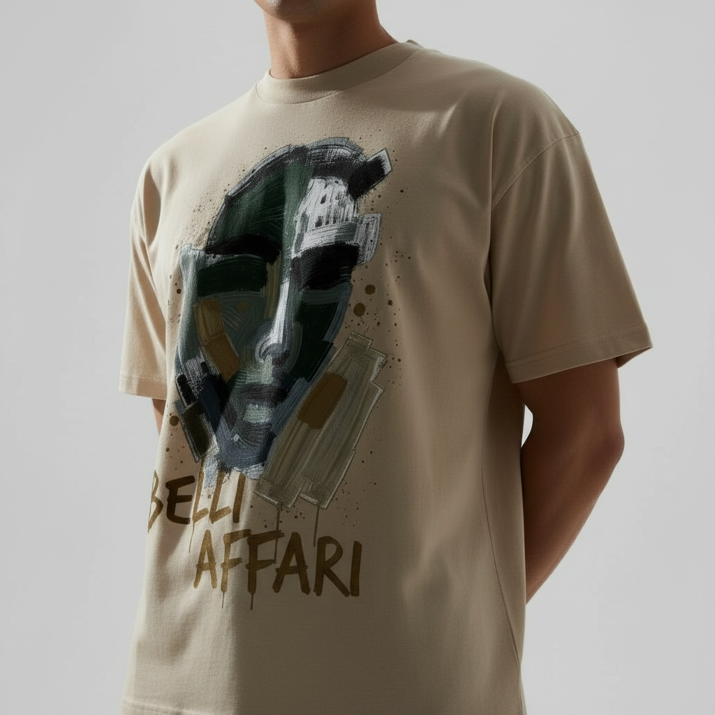 Volto Ribelle Oversized Beige T-shirt