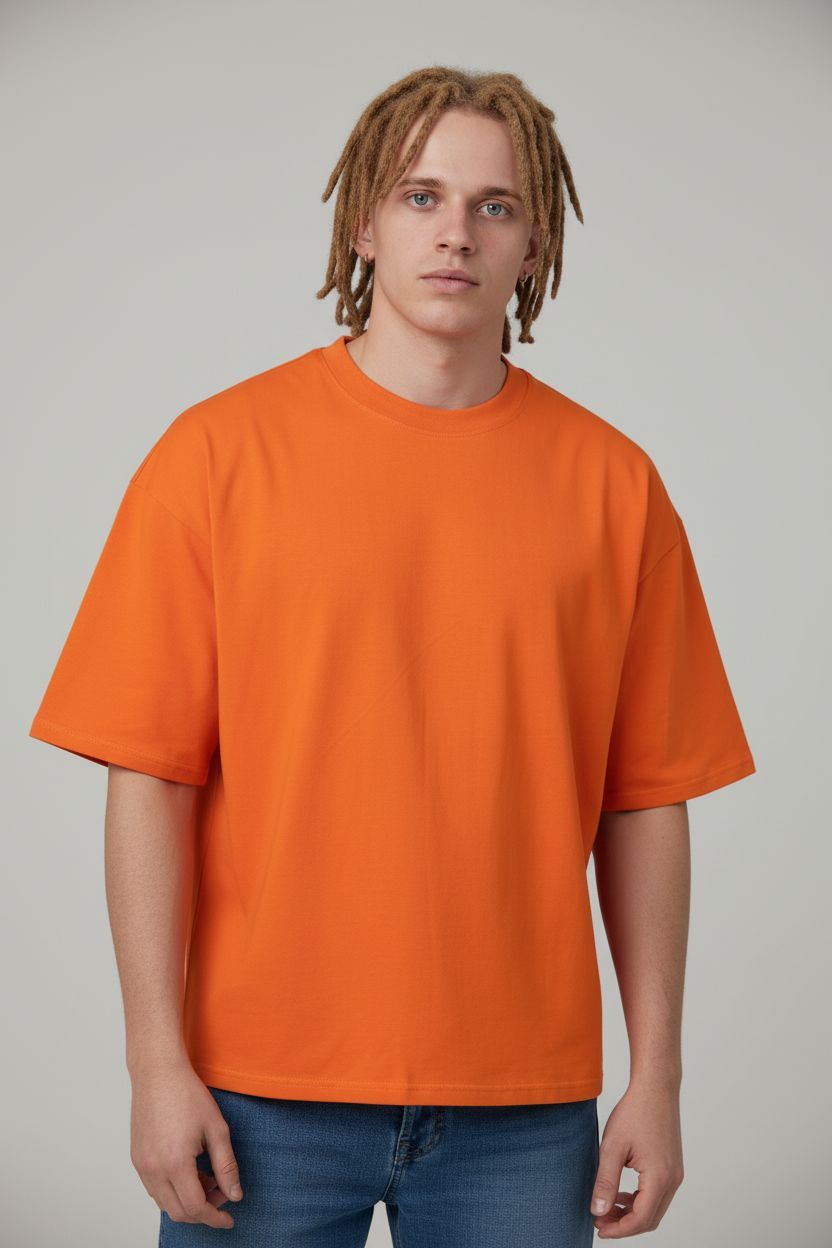 Premium Orange Boxy Tee | 50/50 Poly-Cotton Blend | Custom Printing | Unisex Fit