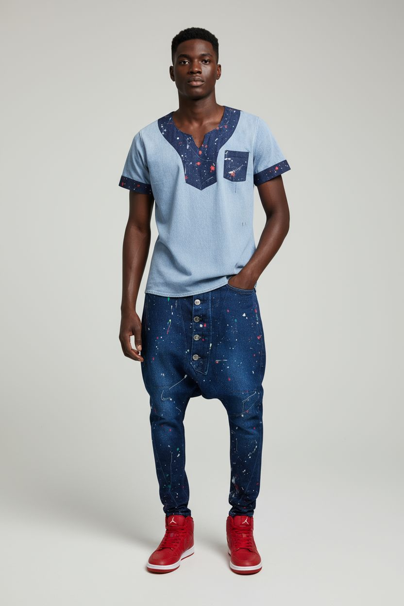 Splashed Harem Denim