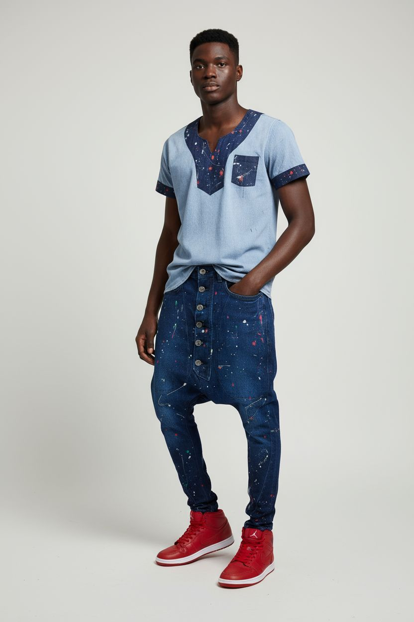 Splashed Harem Denim