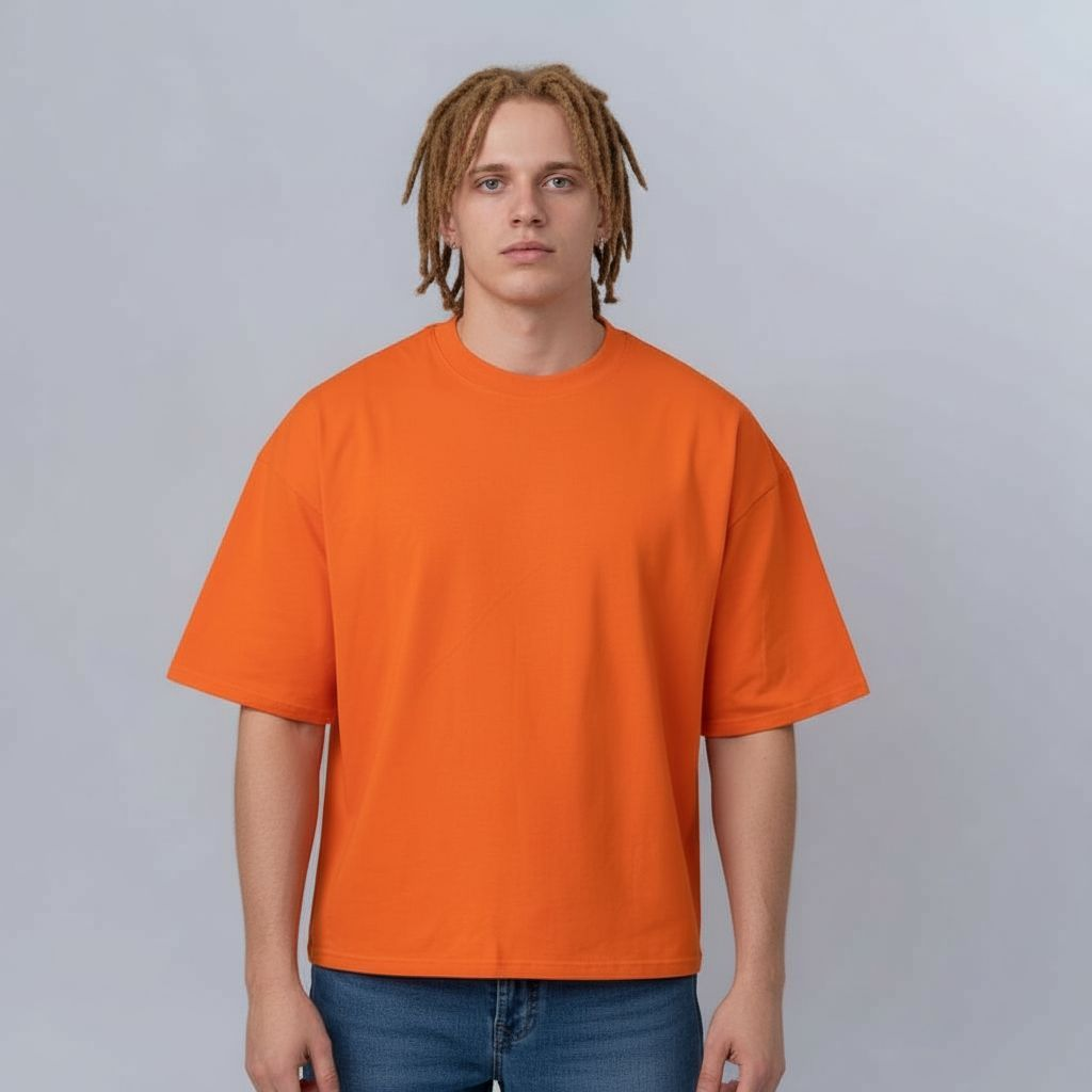 Premium Orange Boxy Tee | 50/50 Poly-Cotton Blend | Custom Printing | Unisex Fit